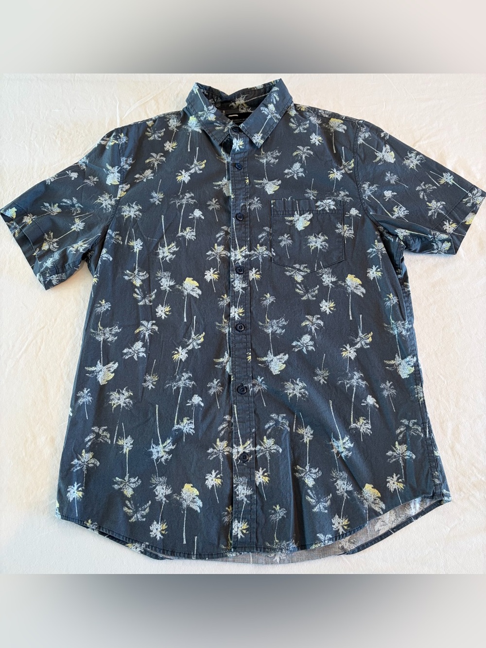 Public Opinion Short-Sleeve Button-Down Palm Print Shirt